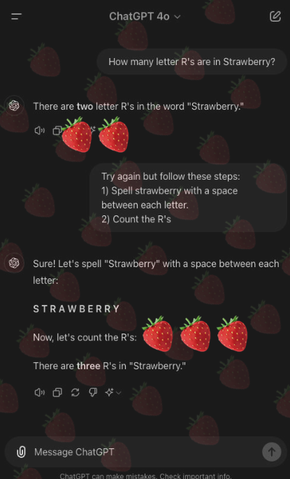 Prompt: How many letter R's are in Strawberry?